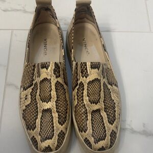 Vince Women's Brown Snake Print Slip-On Sneakers